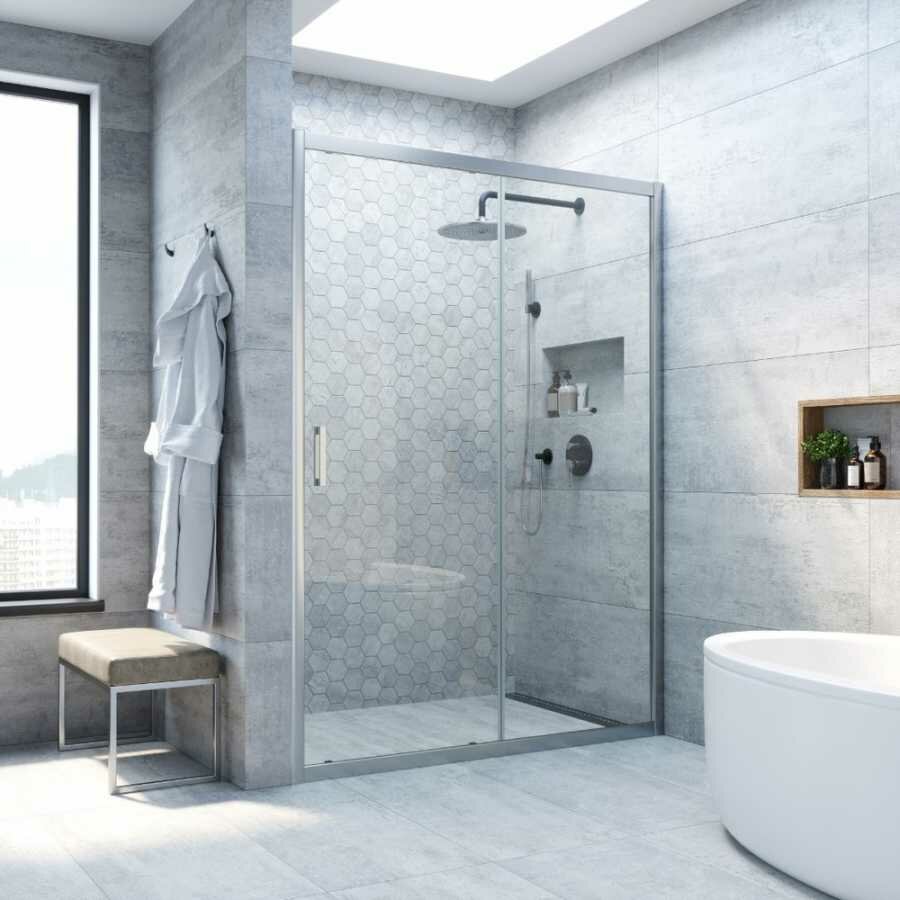 фото Душевая дверь в нишу Vegas Glass ZP NOVO 100 07 01 100 см, профиль матовый хром, стекло прозрачное