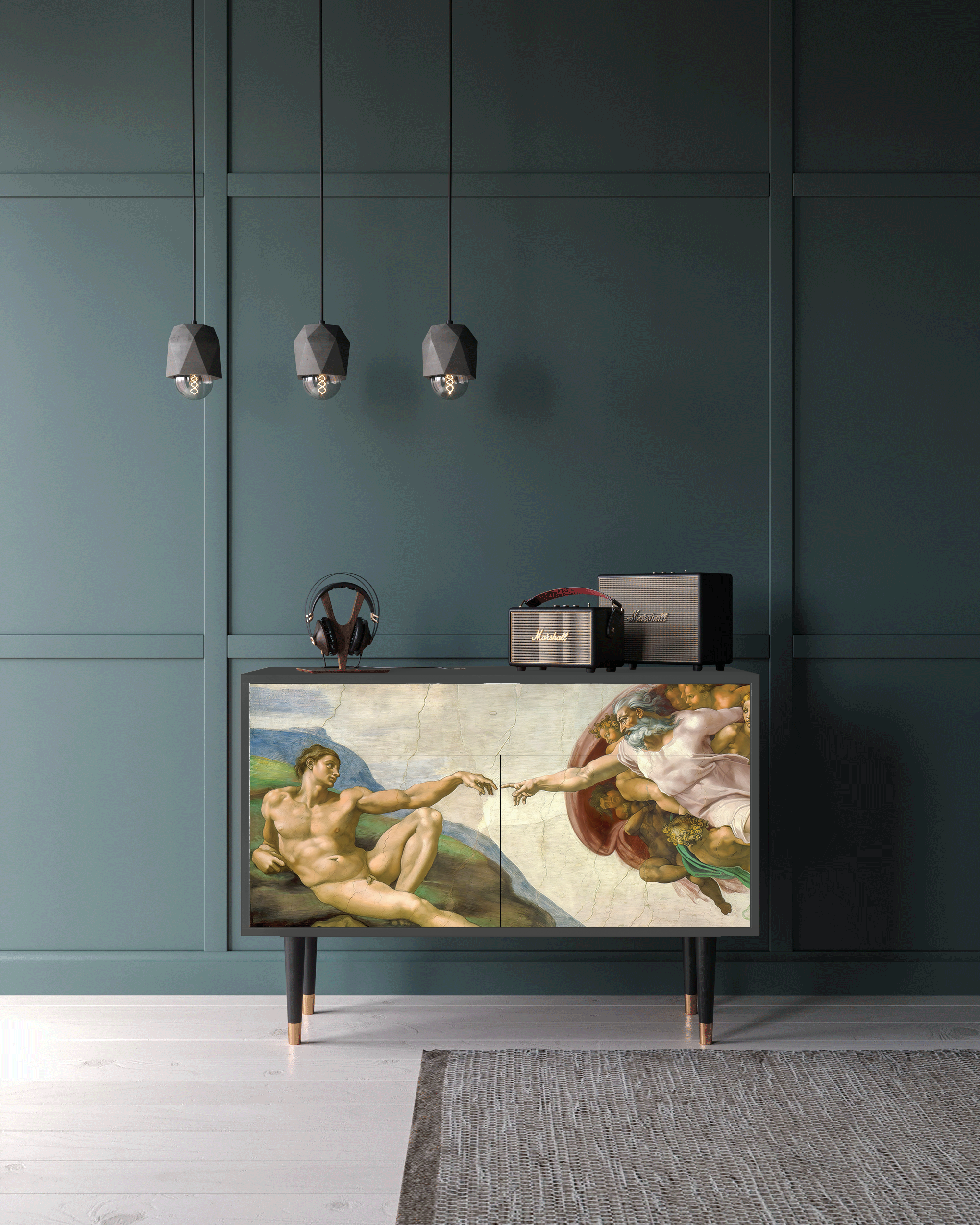 Комод - STORYZ - BS4 The Creation of Adam by Michelangelo, 115 x 85 x 48 см, Антрацит - фотография № 1
