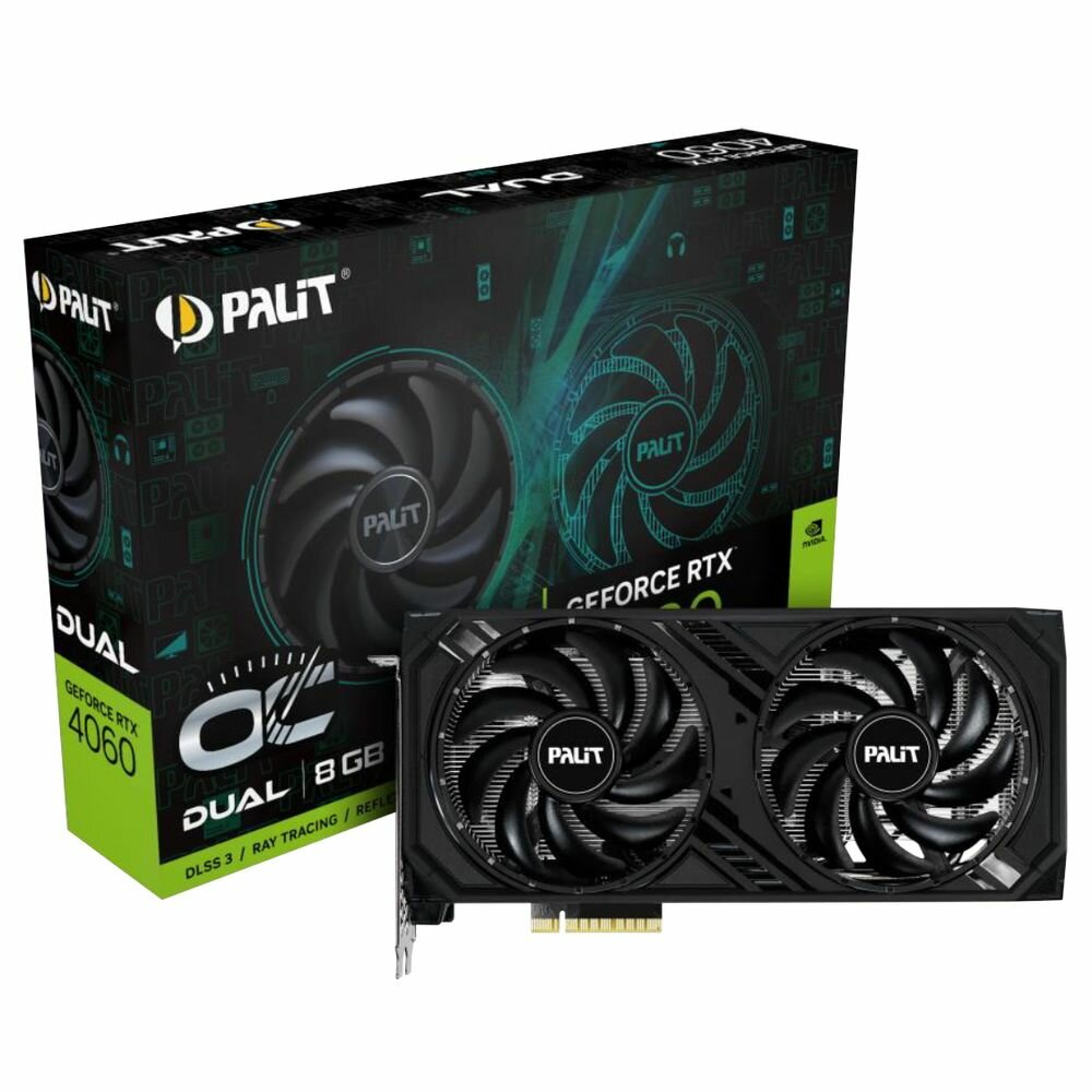 Palit Видеокарта Palit RTX4060 DUAL OC 8GB GDDR6 128-bit DPx3 HDMI RTL GeForce RTX 4060