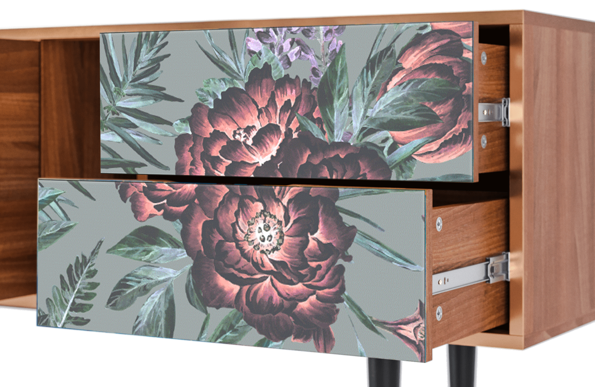 ТВ-Тумба - STORYZ - T1 Light Peonies, 170 x 69 x 48 см, Орех - фотография № 5