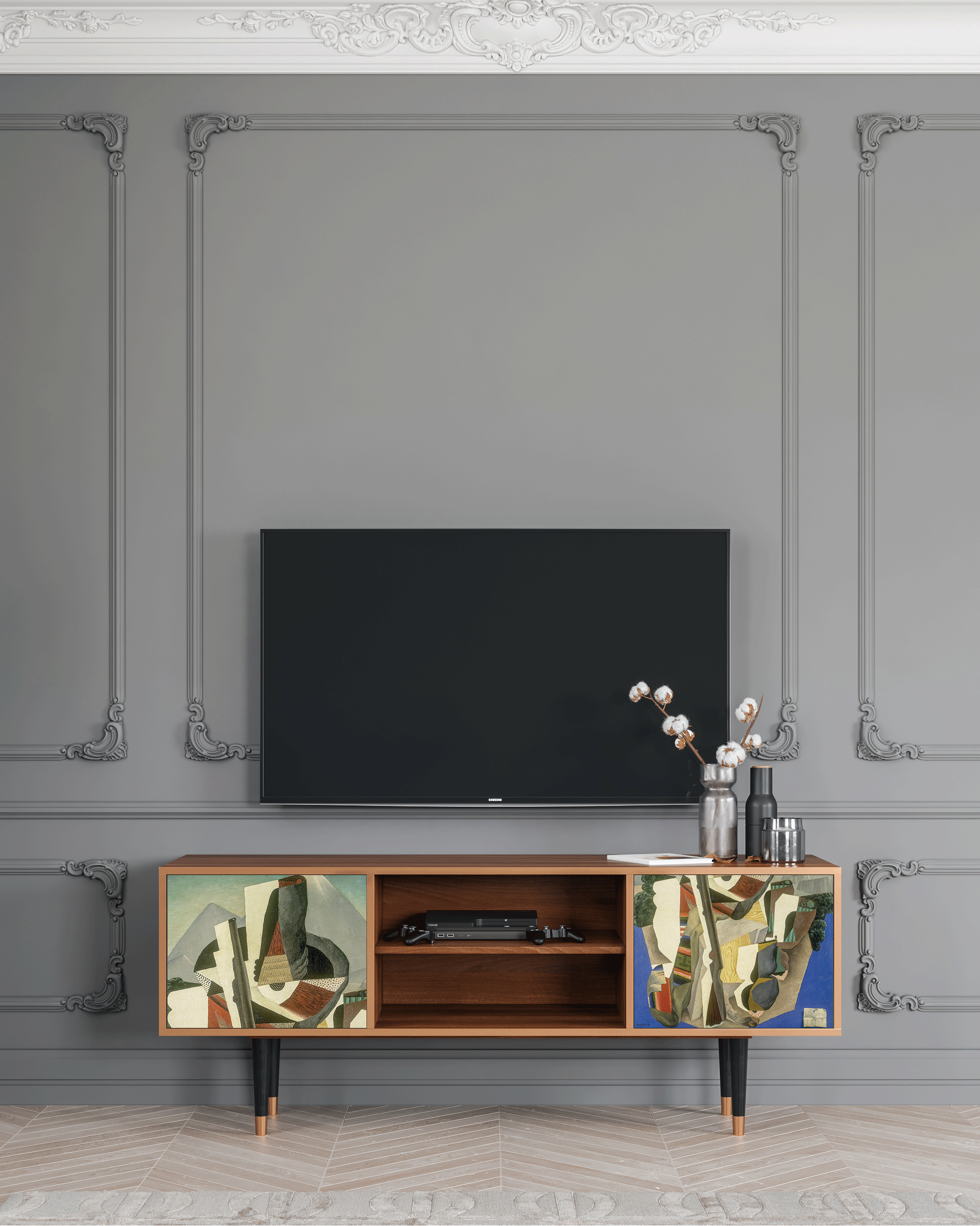 ТВ-Тумба - STORYZ - T2 The Cubist Paintings by Diego Rivera, 170 x 69 x 48 см, Орех - фотография № 1