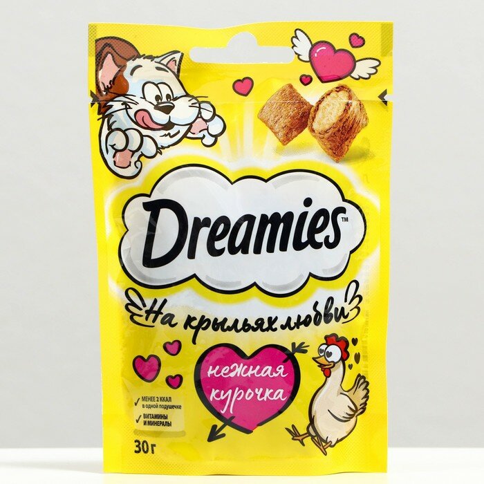 Лакомство Dreamies для кошек, курица, 30 г (3 шт) - фотография № 1