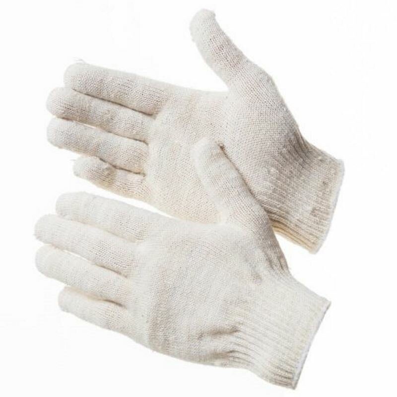 Перчатки защитные Комус трикотажные, без ПВХ, 4 нити, 30 г, 10 класс, белые, 10 пар (х/б)