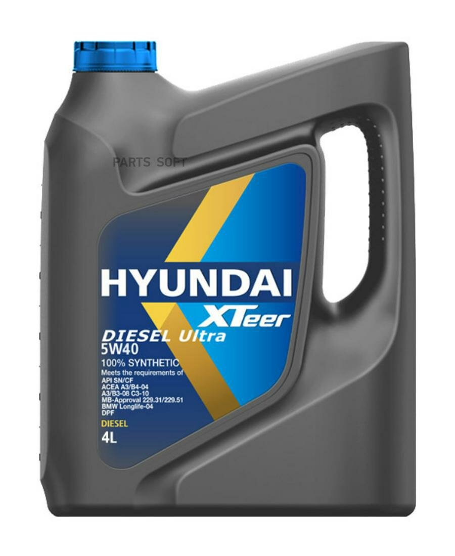HYUNDAI-XTEER 1041223 HYUNDAI XTeer Diesel Ultra 5W40 (4L)_масло моторн.! синт.\ API SN, ACEA C3, MB 229.31, BMW LL-04