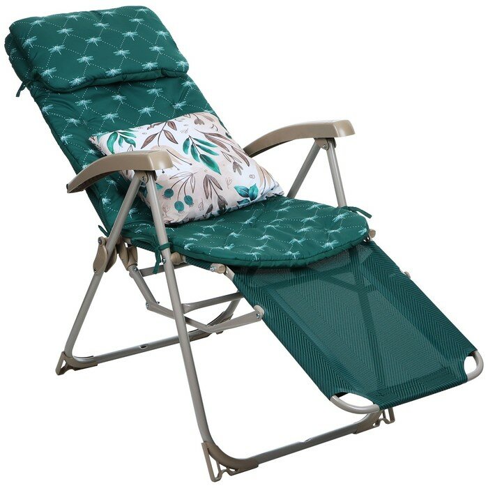 Кресло-шезлонг, матрас + подушка, HHK7/G, цвет темно-зелёный - фотография № 2