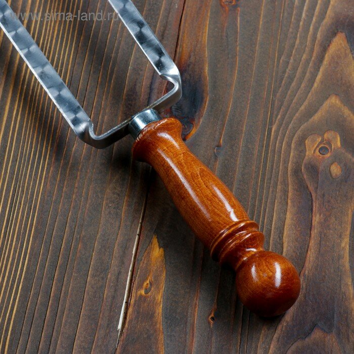 Двойной вилка-шампур с деревянной ручкой, с узором, 60см - фотография № 3