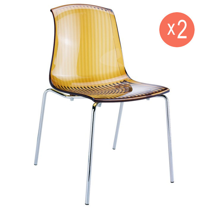 Комплект из 2 прозрачных стульев Siesta Contract Allegra Set 2, цвет янтарный