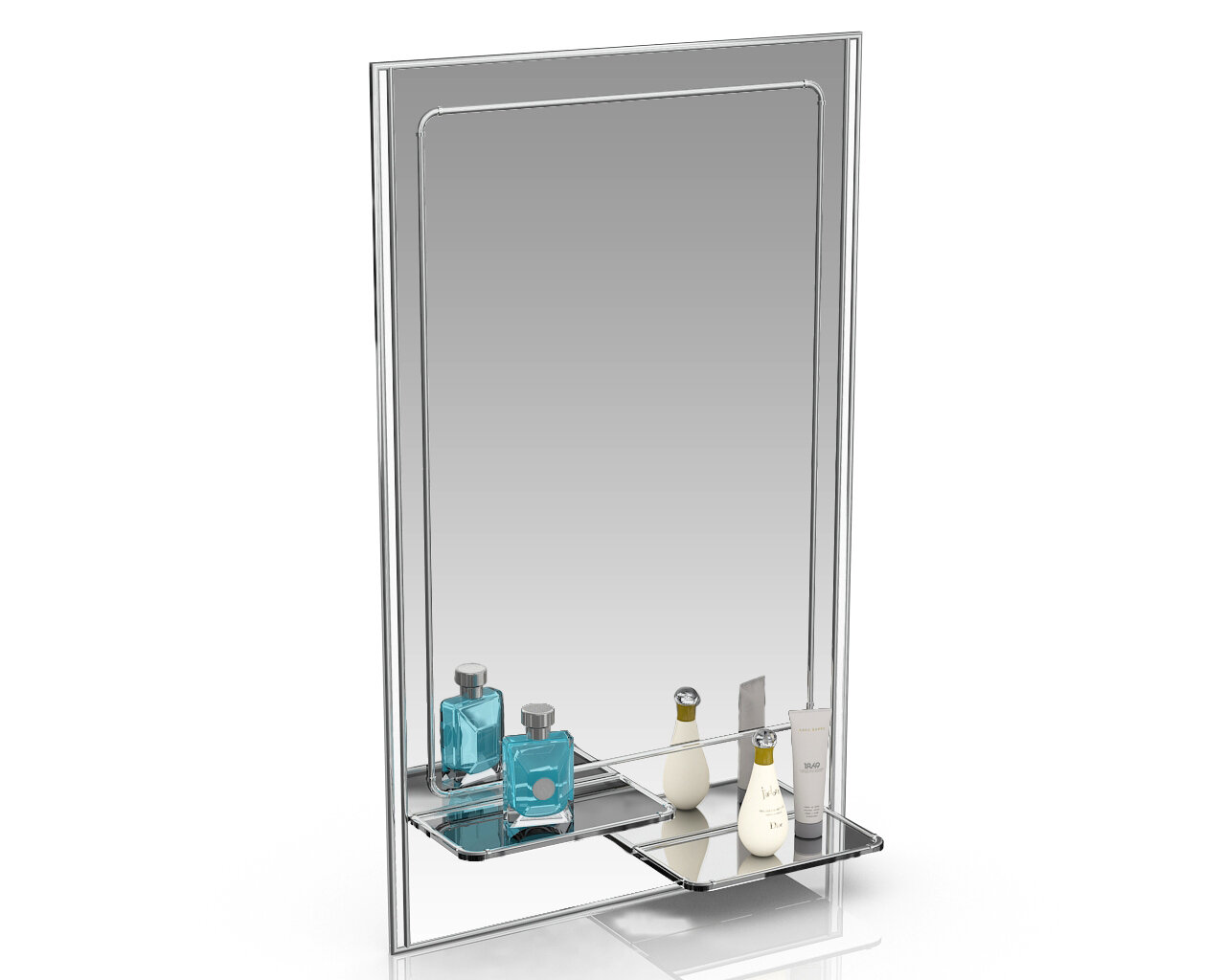 Зеркало 123М2 серебро с белым ШхВ 45х73 см зеркало для ванной комнаты две полочки