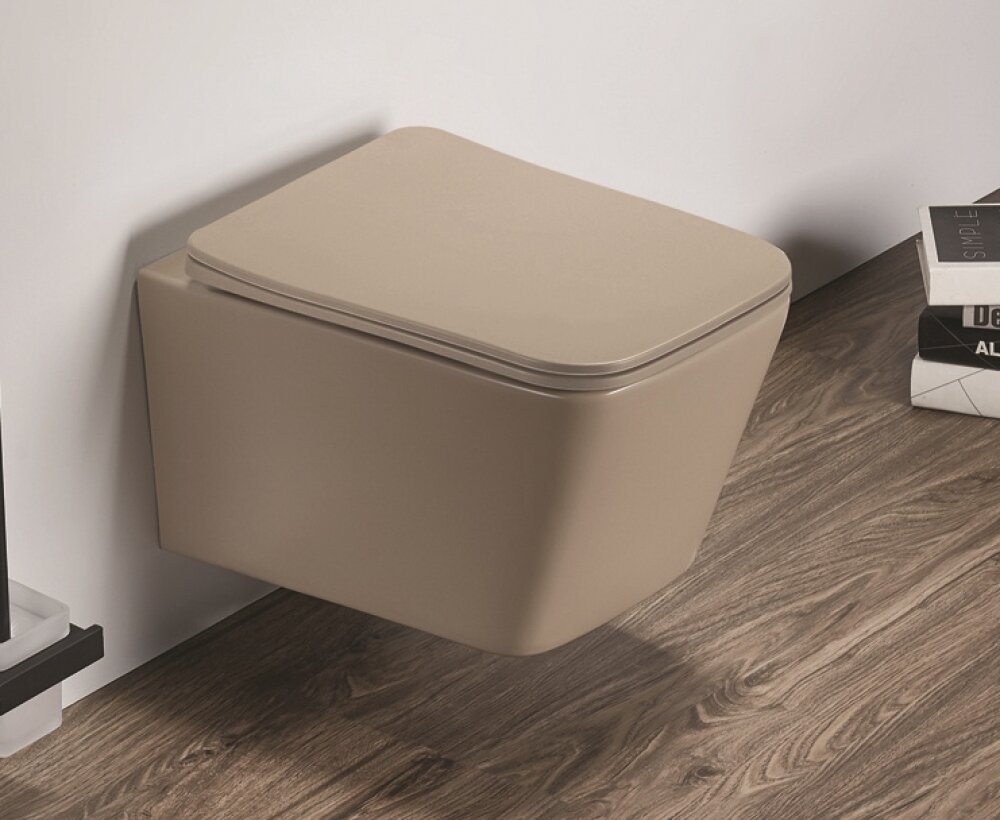 Унитаз подвесной CeramaLux 5170MC безободковый 35х52 см, капучино матовый