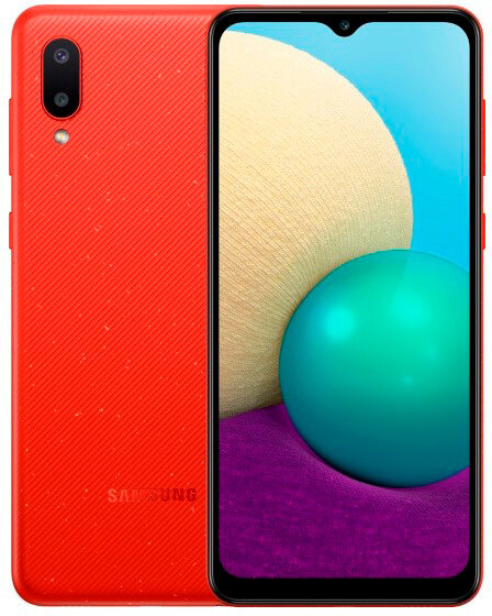Смартфон Samsung SM-A022 Galaxy A02 32Gb 2Gb красный моноблок 3G 4G 2Sim 6.5" 720x1600 Android 10 13Mpix 802.11 b/g/n GPS GSM900