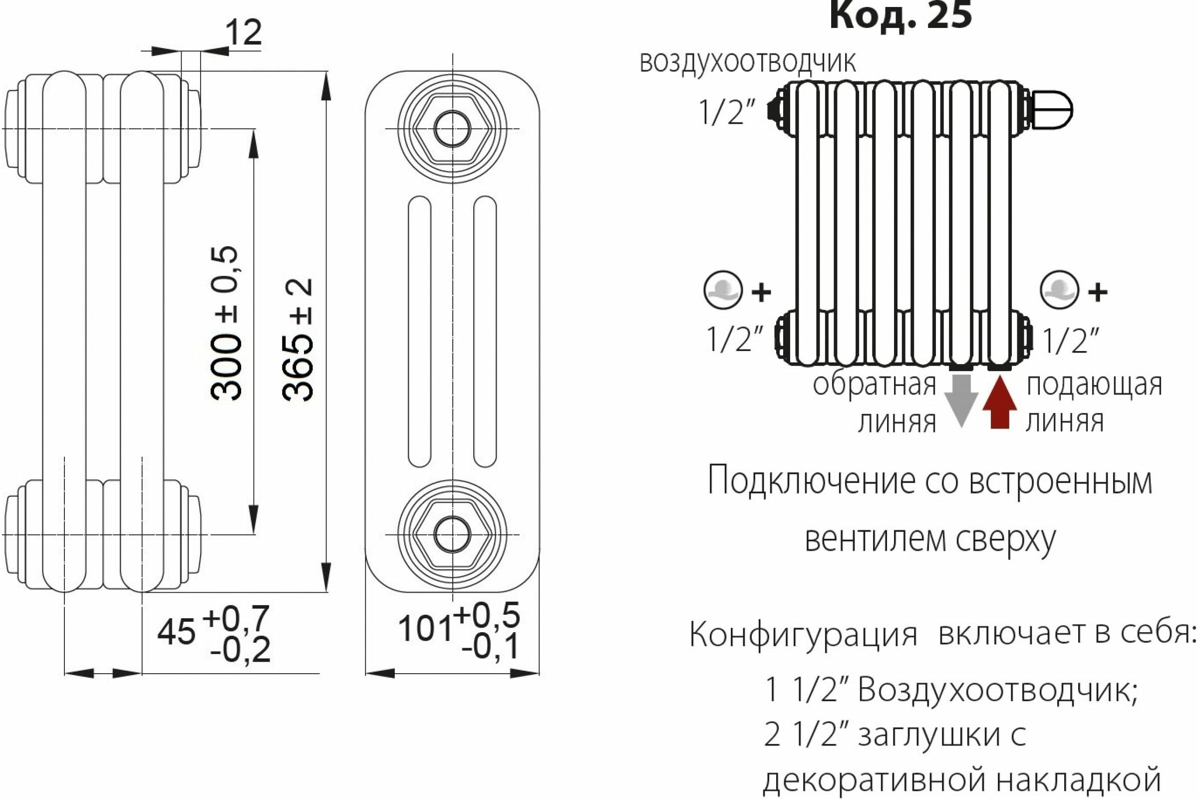 Радиатор IRSAP Tesi 3 30365/30 CL.01 белый T25 RR303653001A425N01 IRSAP