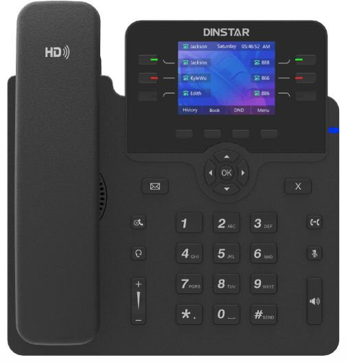 IP телефон DINSTAR C63GP, черный, 2 линии, 6 VoIP-аккаунтов