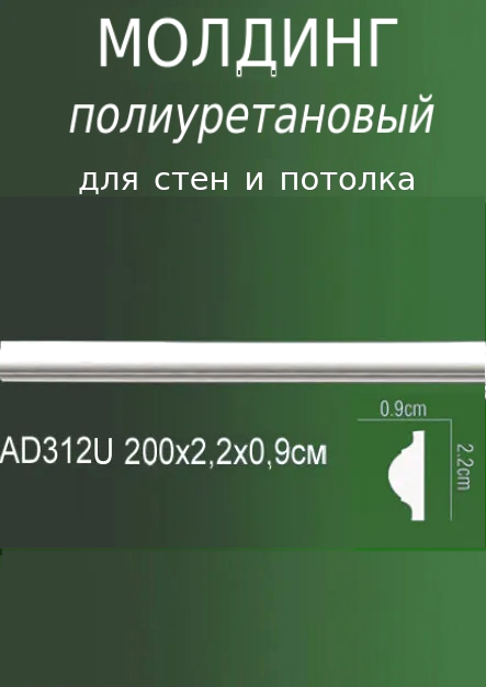 Молдинг из полиуретана декоративный на стены и на потолок гладкий