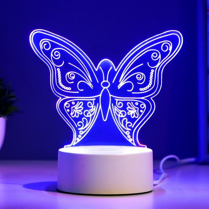 Светильник "Бабочка" LED RGB от сети 9,5х15х16см - фотография № 3