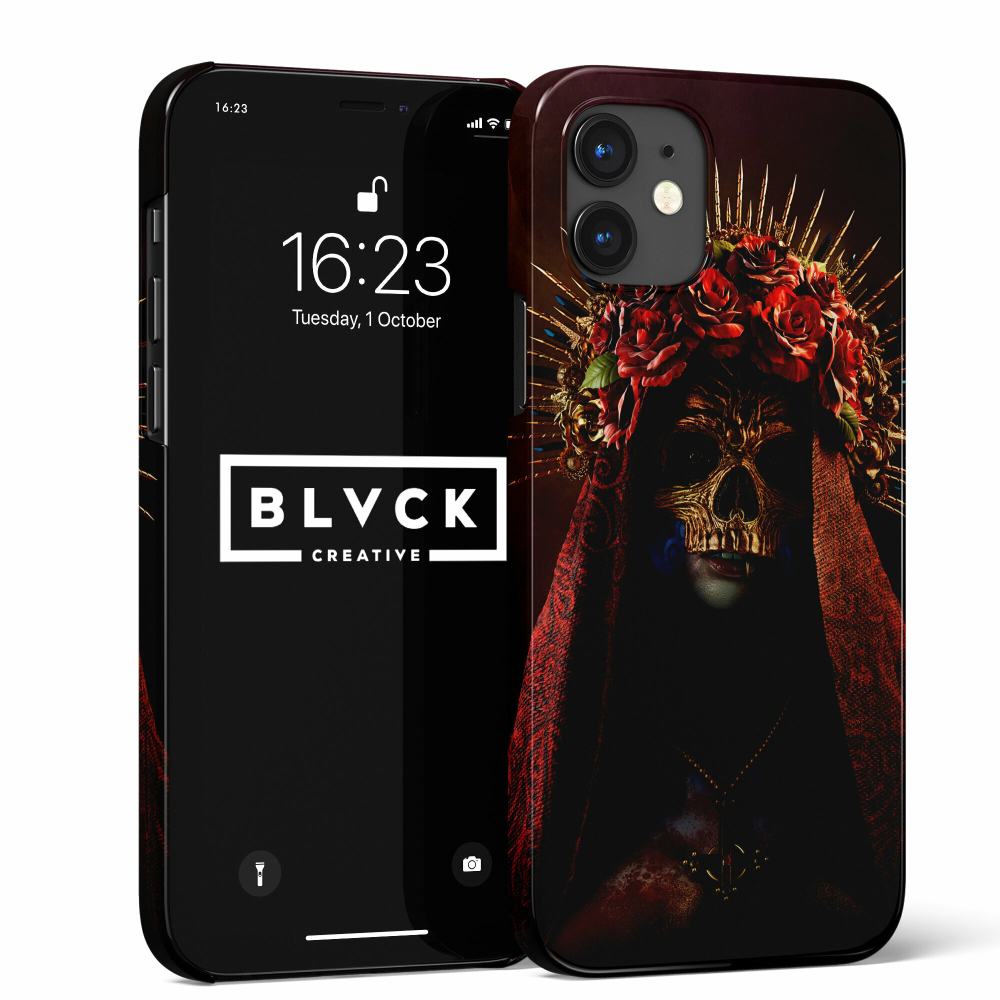 фото Чехол для IPhone X/XS с рисунком "Santa Muerte" / Накладка с принтом Санта Муэрте
