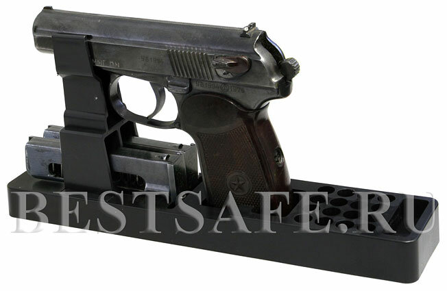 Ложемент пластиковый под пистолет Макарова и аналоги с возможностью хранения двух обойм и 16 патронов