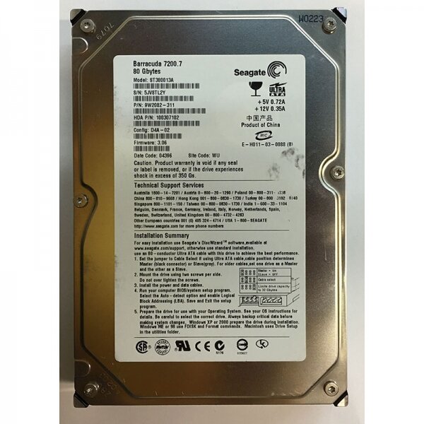 80 ГБ Внутренний жесткий диск Seagate 9W2082 (9W2082)