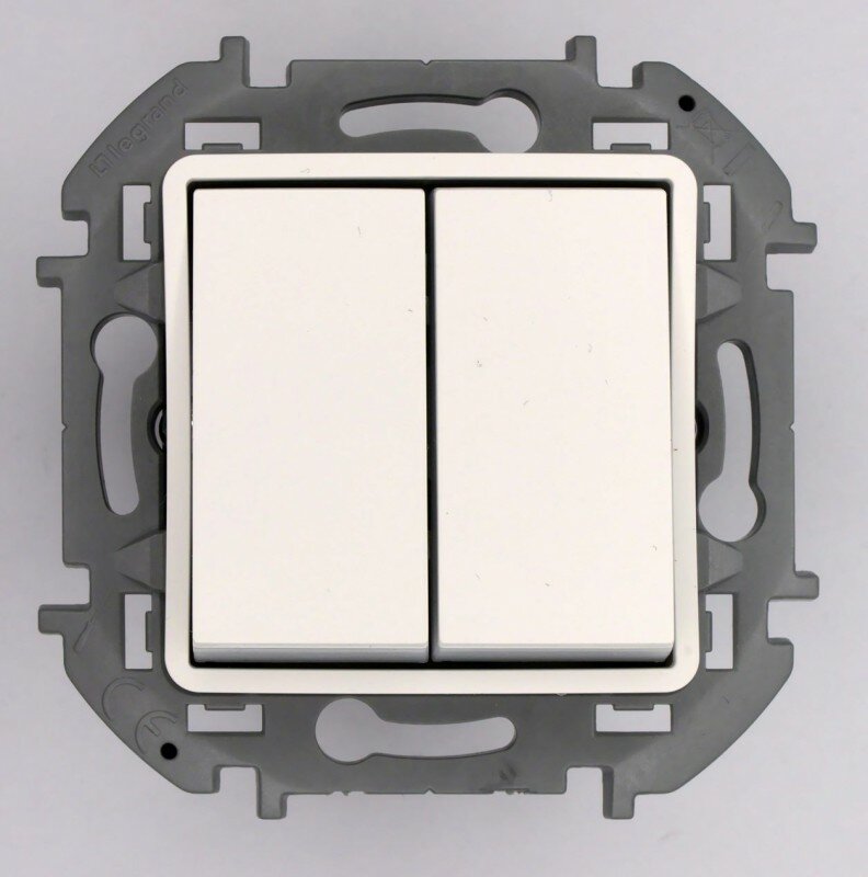 Legrand 673655 Переключатель двухклавишный - INSPIRIA - 10 AX - 250 В - белый