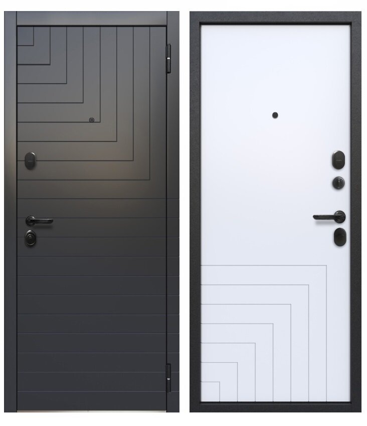 Дверь входная Квадро Эмалит белый 2МДФ 860*2050 левая - фотография № 1