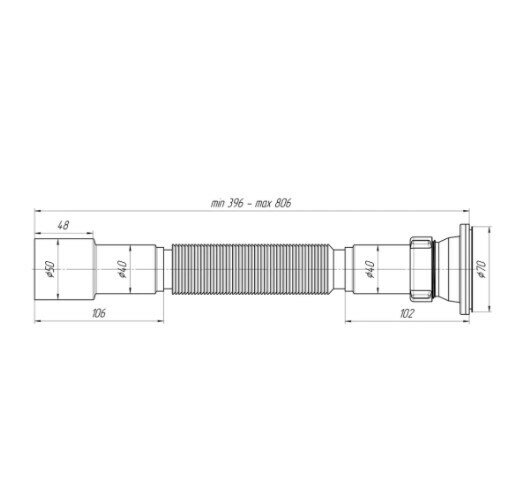 Сифон гофрированый Ani 1 1/2*40*50 *0,8м S04.02 (G106) - фотография № 4