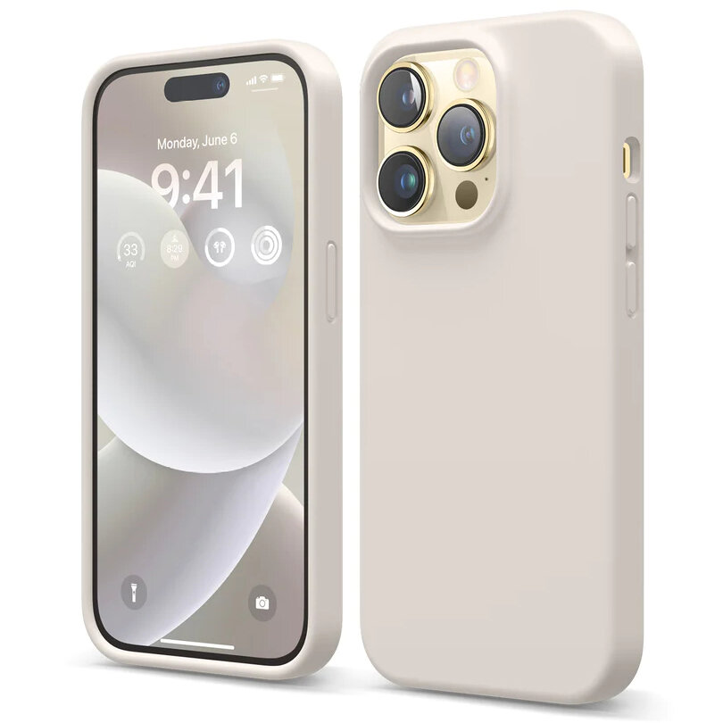 Чехол Elago Soft Silicone Case для iPhone 14 Pro каменно-серый (Stone)