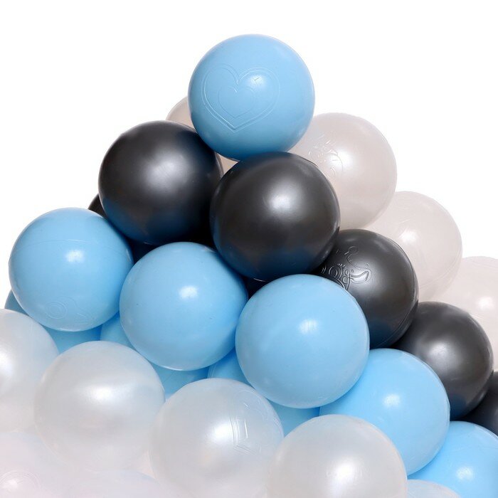 Набор шаров 100 штук, цвета: светло-голубой, серебро, белый перламутр, прозрачный, диаметр шара — 7,5 см - фотография № 3