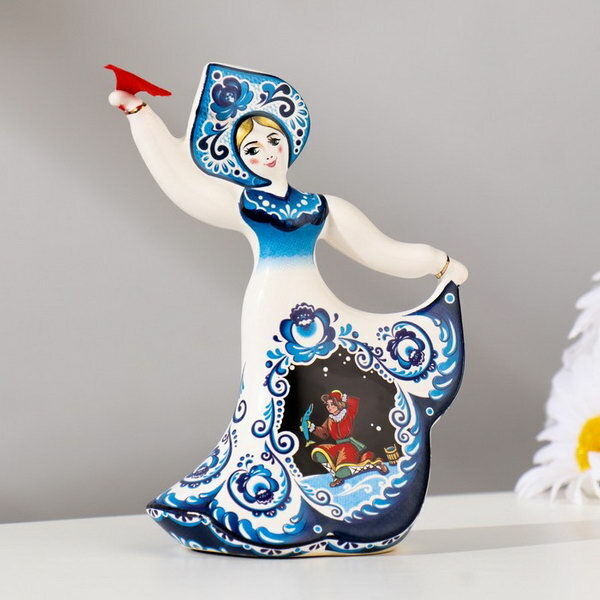 Сувенир колокольчик кукла "Гжель", 11.5 см, керамика - фотография № 1