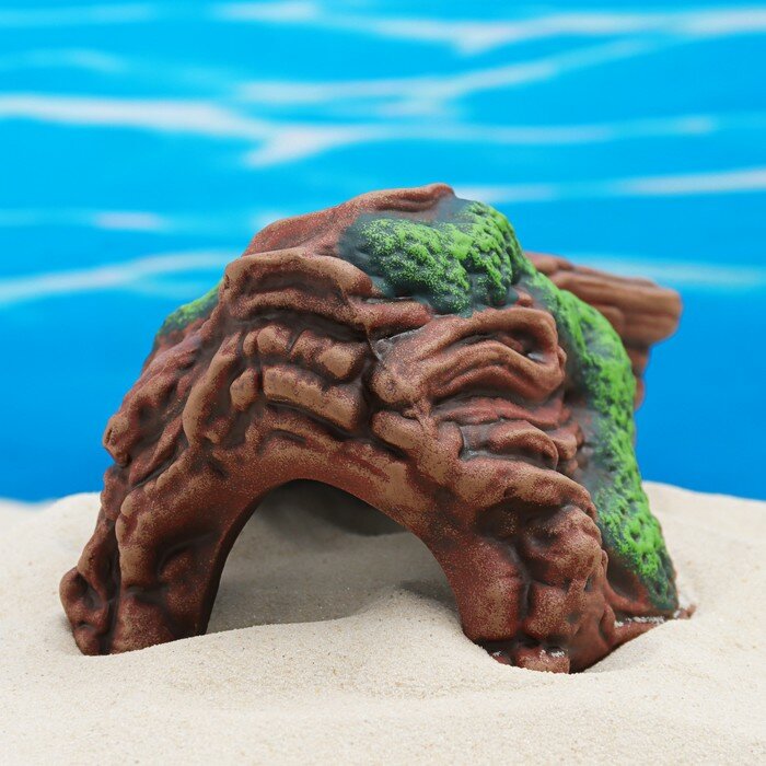 Декор для аквариума "Коряжка с мхом", керамический, 23 х 14 х 10 см - фотография № 2
