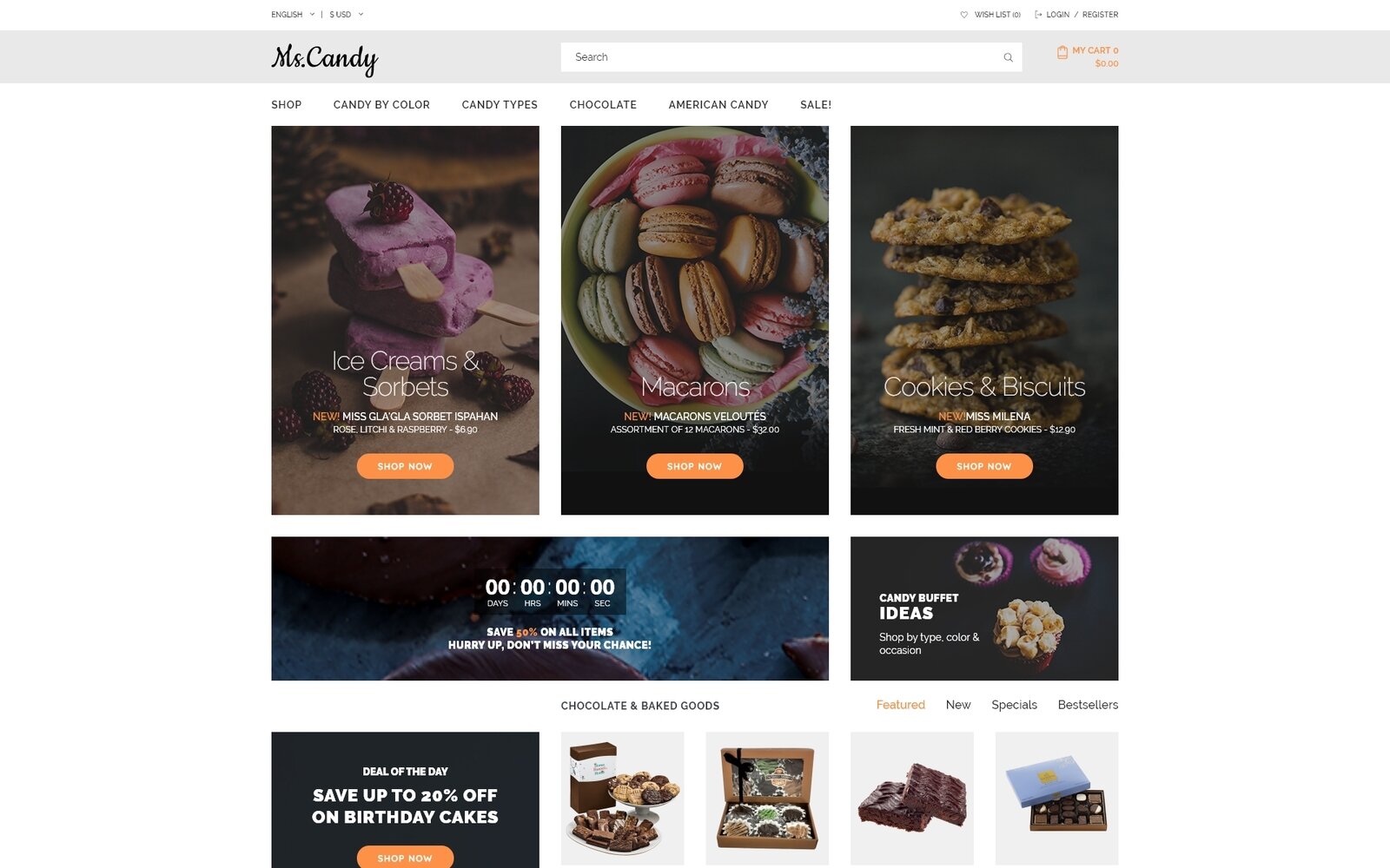 Sweet Shop Responsive Шаблон OpenCart