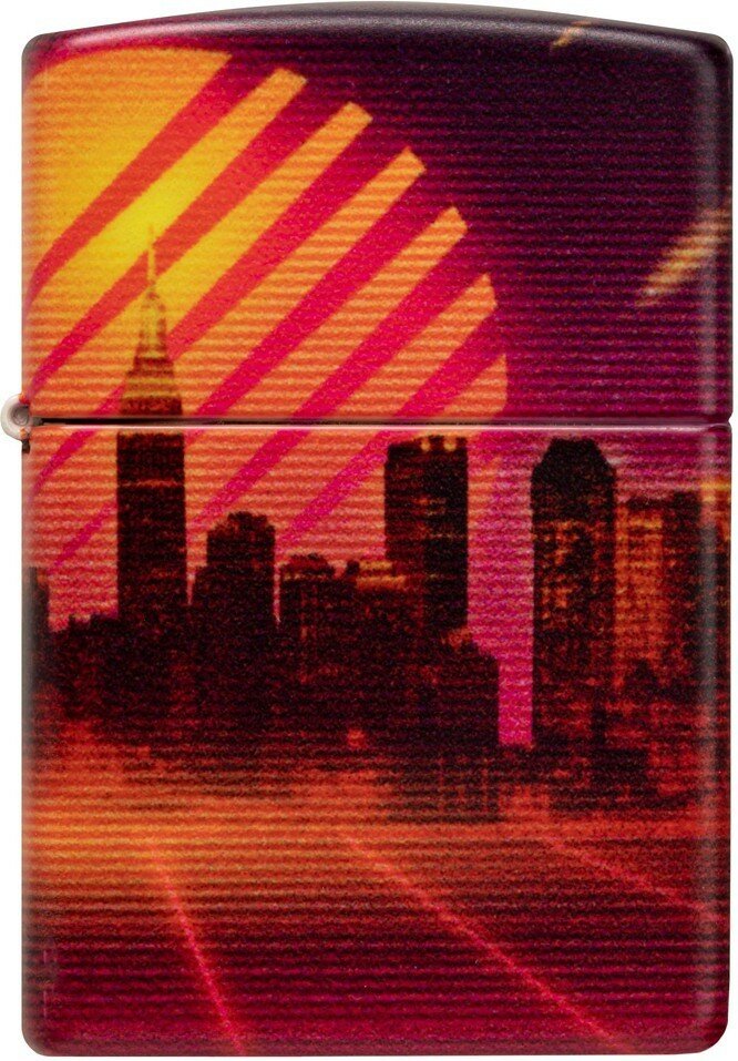 Зажигалка ZIPPO Cyber City с покрытием 540 Matte, латунь/сталь, оранжевая 38x13x57 мм - фотография № 2