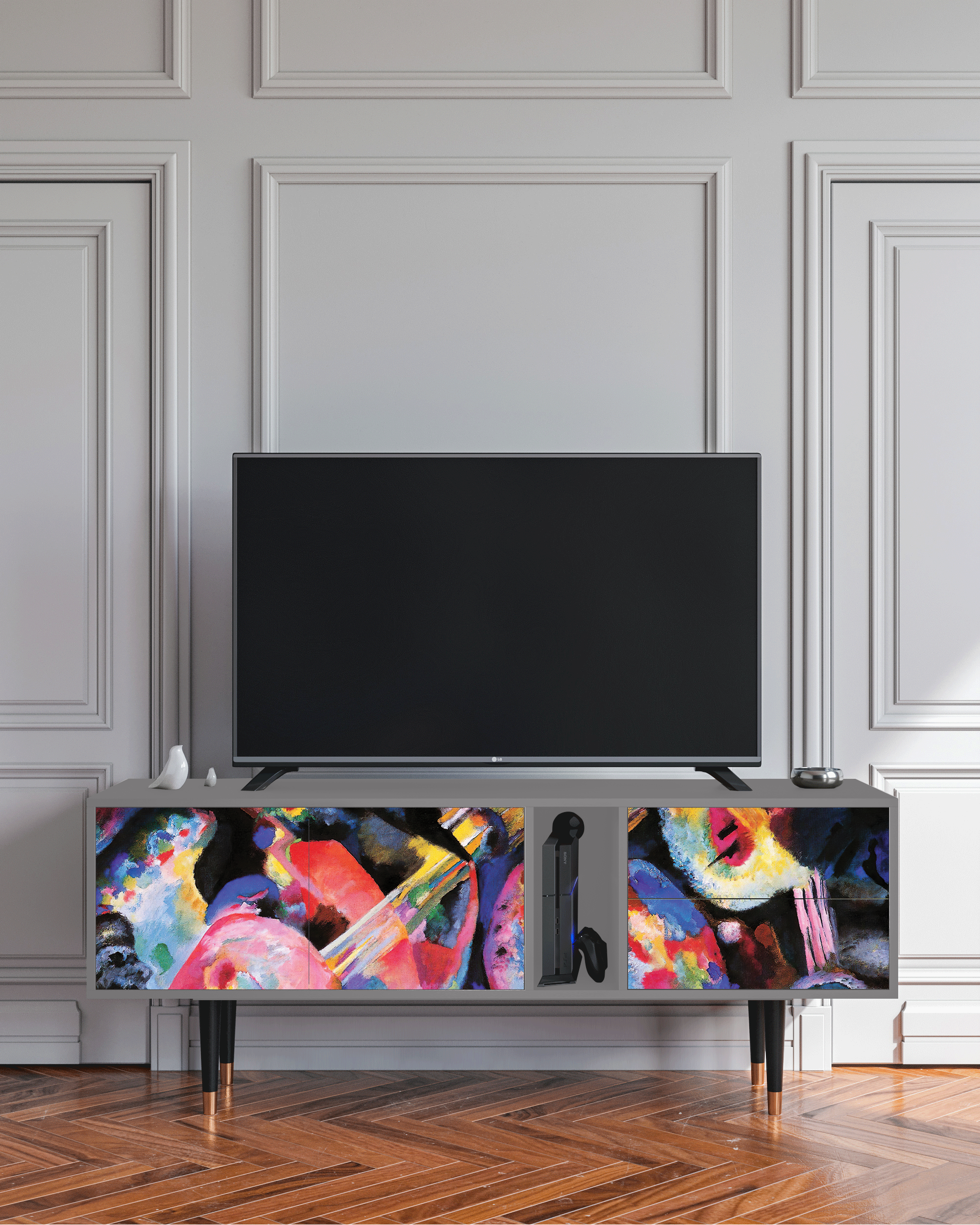 ТВ-Тумба - STORYZ - T1 Kandinsky, 170 x 69 x 48 см, Серый - фотография № 1