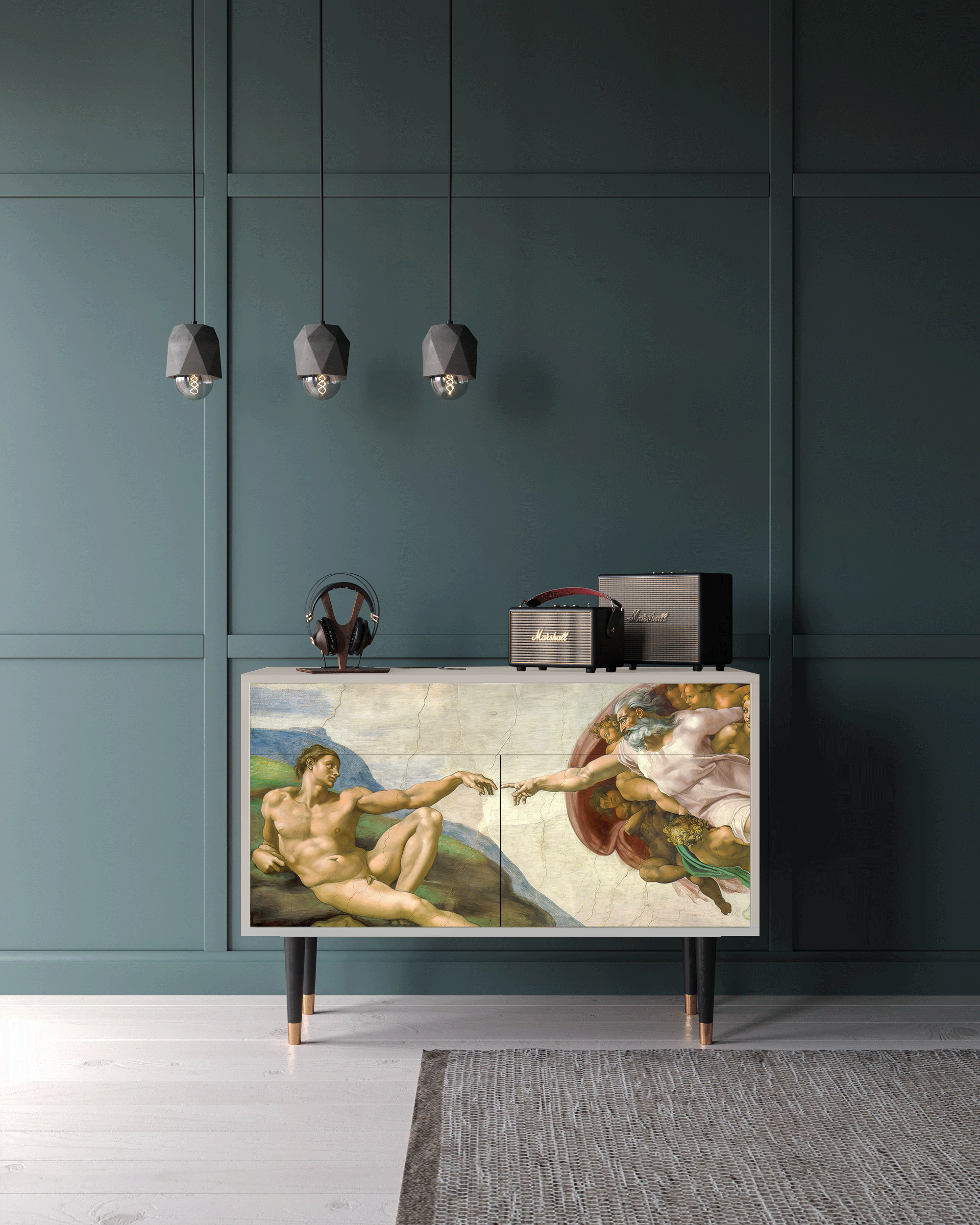 Комод - STORYZ - BS4 The Creation of Adam by Michelangelo, 115 x 85 x 48 см, Сатин - фотография № 1