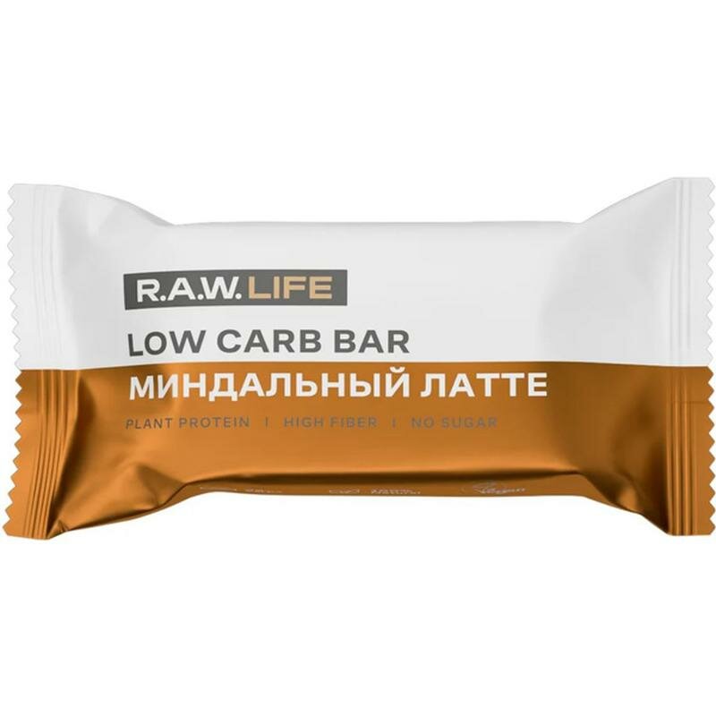 Батончик низкоуглеводный R.A.W.LIFE LOW CARB "Миндальный латте" 35 г