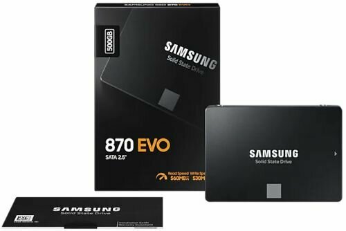 Накопитель SSD 2.5'' Samsung MZ-77E500B/KR 870 EVO 500GB SATA 6Gb/s V-NAND 3bit MLC 560/530MB/s IOPS 98K/88K MTBF 1.5M