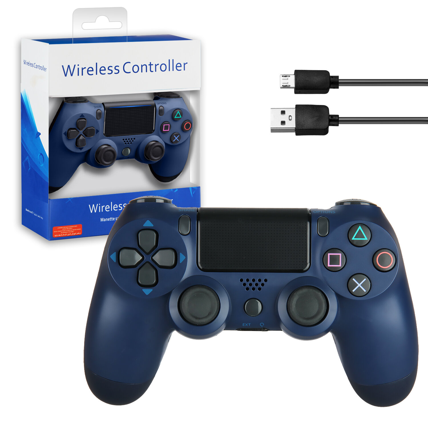 Джойстик для PS4 беспроводной AA темно синий (no logo)
