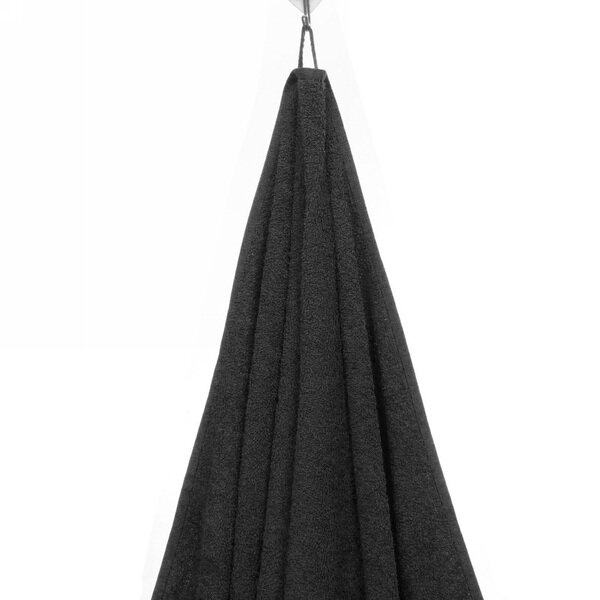 Полотенце махровое 70*140см "LUNA" цвет черный 10650 плотность 360гр/м2 с петелькой-подвесом - фотография № 5