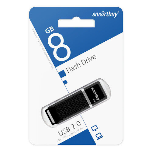 Флешка USB SMARTBUY Quartz 8ГБ, USB2.0, черный [sb8gbqz-k]