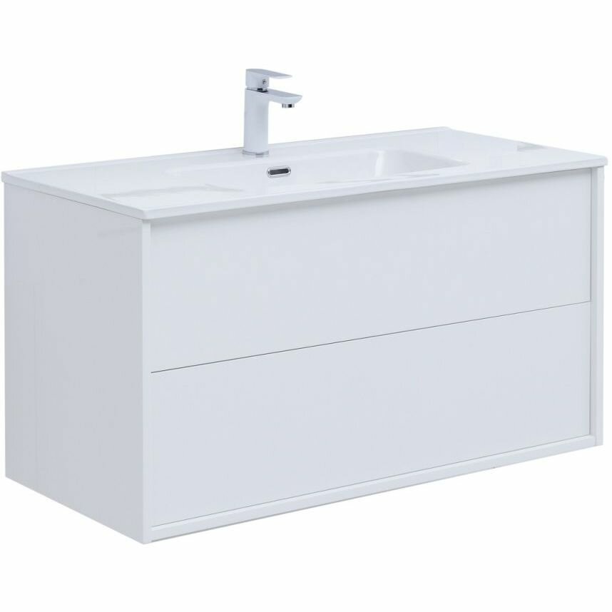 Тумба с раковиной Aquanet Lino 80 (Flat) белый глянец 00287542