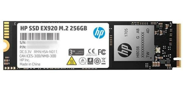 Твердотельный накопитель SSD M.2 256 Gb HP EX920 Read 3200Mb/s Write 1200Mb/s 3D NAND TLC (2YY45AA)