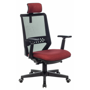 Кресло руководителя бюрократ EXPERT черный TW-01 сиденье красный 38-410 сетка/ткань с подголов. крестовина пластик [EXPERT RED]