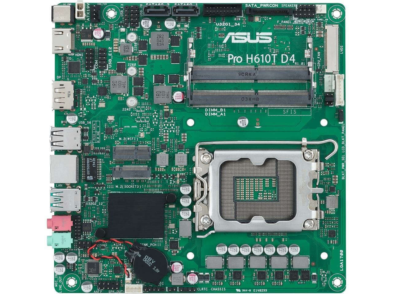 ASUS PRO H610T D4-CSM, LGA1700, B610, 2*DDR4, DP,HDMI, SATA 6.0, M.2, USB 3.2*2, USB 2.0*2, mITX; 90MB1AM0-M0EAYC ASUS PRO H610T D4-CSM, LGA1700, B610, 2*DDR4, DP,HDMI, SATA 6.0, M.2, USB 3.2*2, USB 2.0*2, mITX; 90MB1AM0-M0EAYC