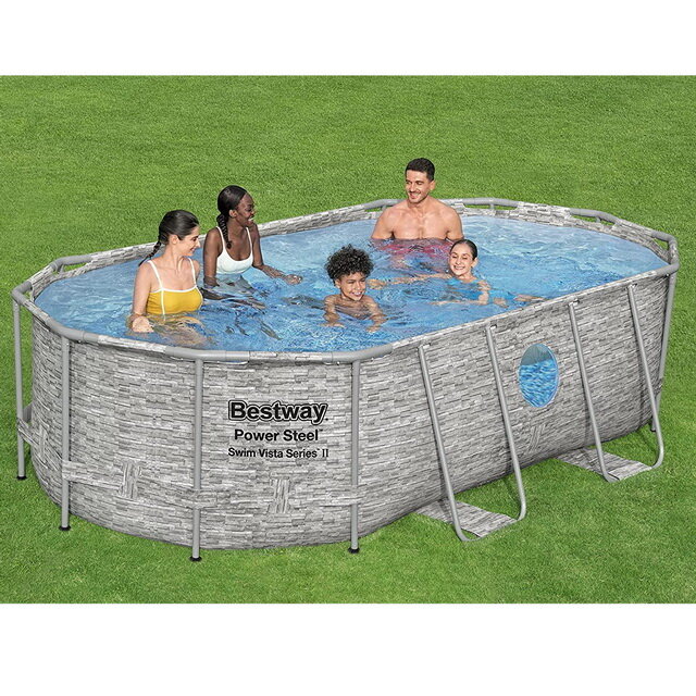 Bestway Каркасный овальный бассейн Bestway Power Steel Swim Vista 427*250*100 см, фильтр-насос, аксессуары 56714