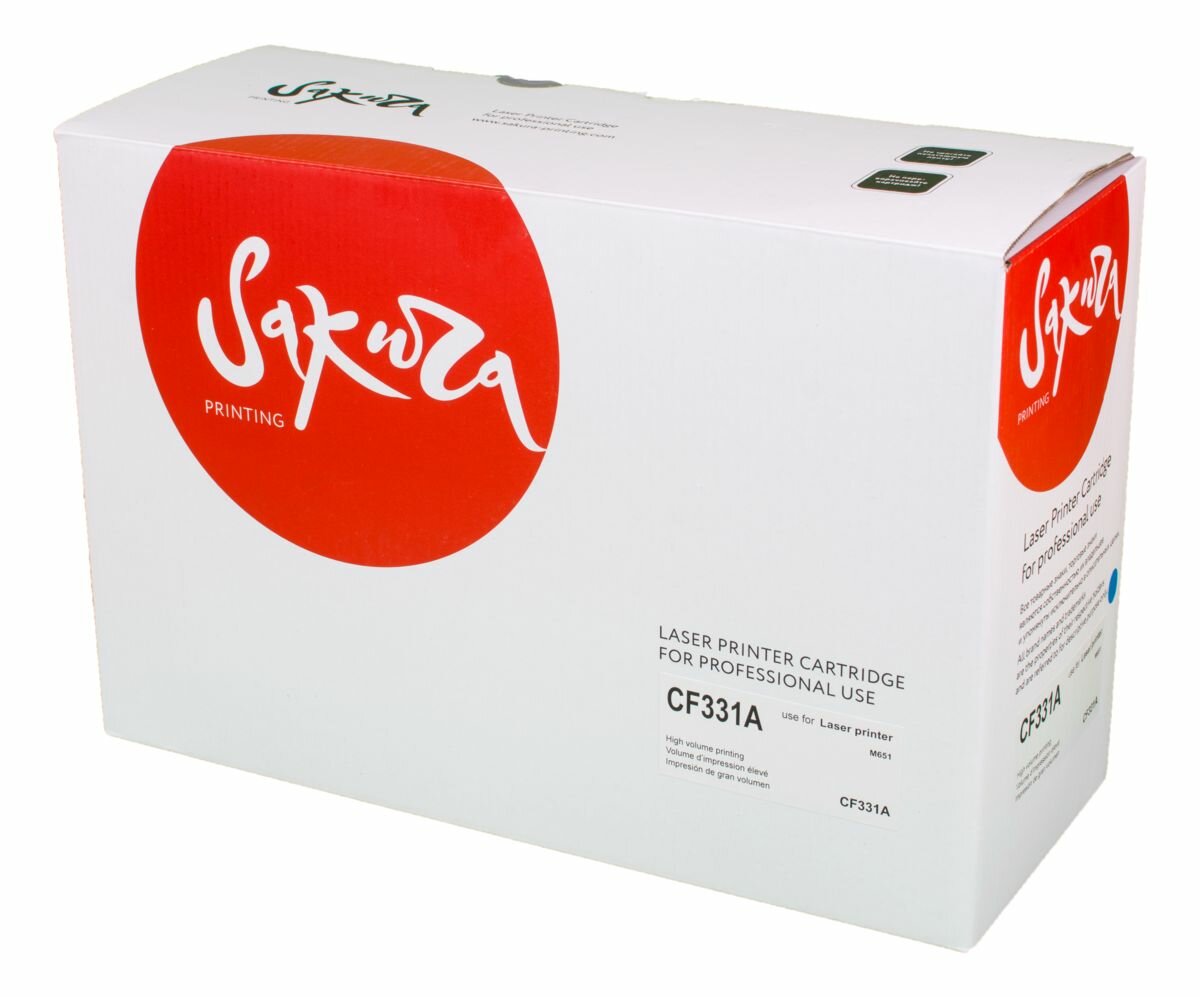 Картридж SAKURA CF331A для HP, синий, 15000 к. LJ M651/LJ M651DN/LJ M651N/LJ M651Xh