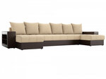 Угловой диван Дубай (Марго) П Бежево-Коричневый рогожка, механизм Еврокнижка - изображение