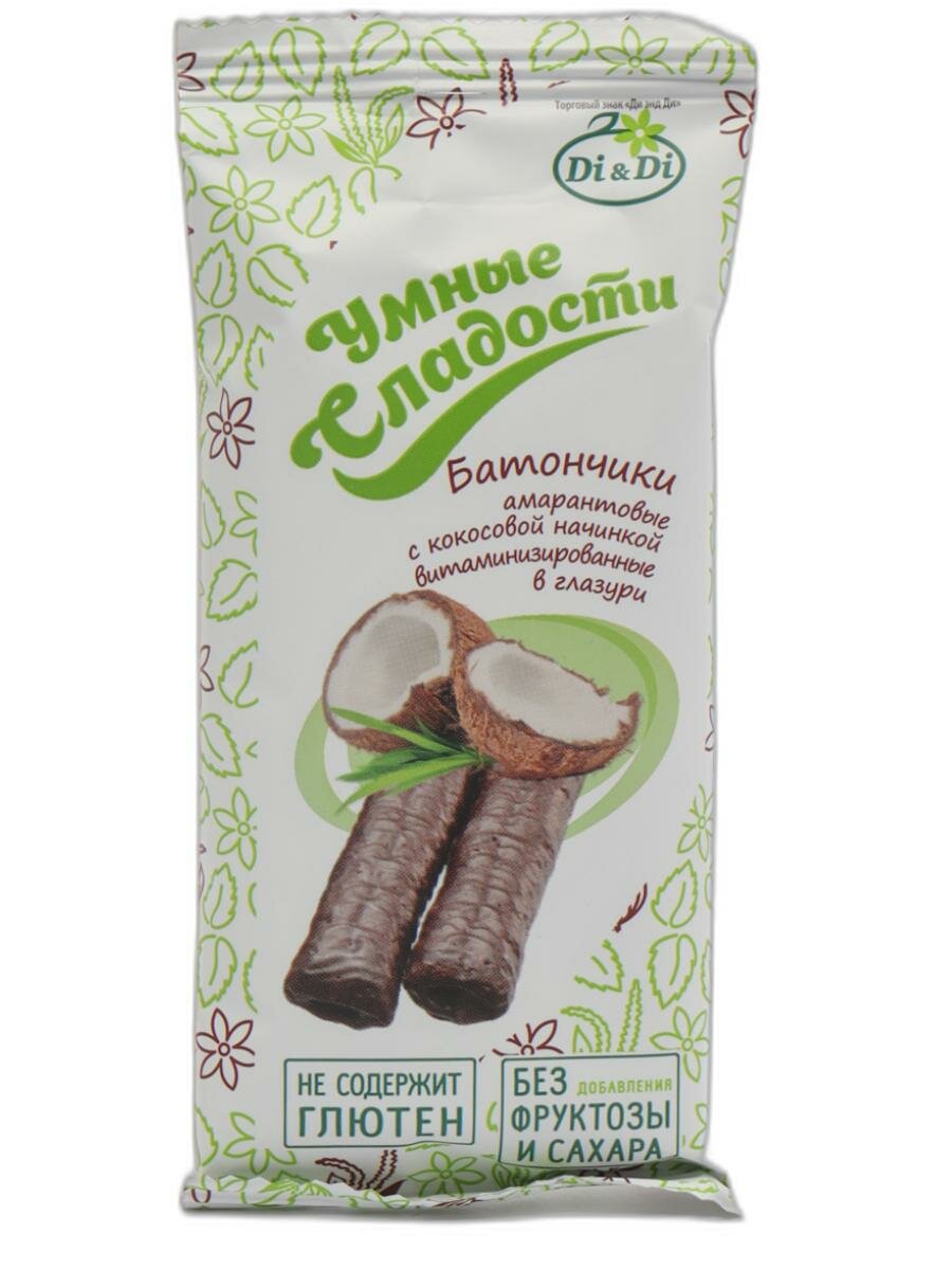 Батончики без сахара и глютена "Умные сладости" с кокосовой начинкой, Di&Di, в наборе 5 шт по 20г - фотография № 2