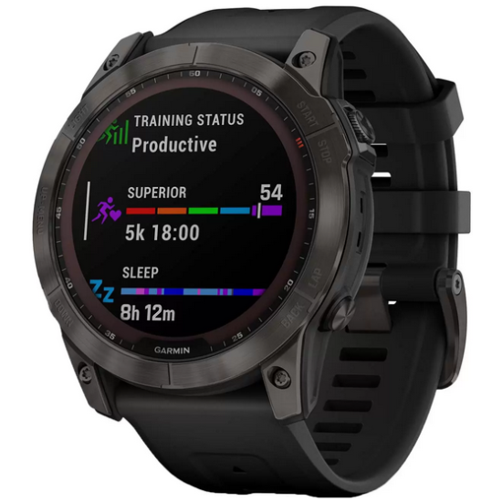 Спортивные часы GARMIN Fenix 7X Sapphire Solar черные с черным ремешком