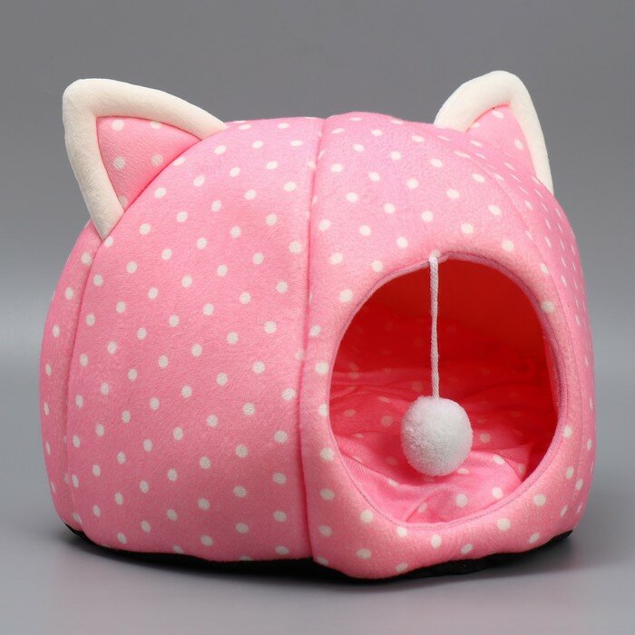 Пушистое счастье Домик для животных «Котик» 36х35 см, розовый - фотография № 2
