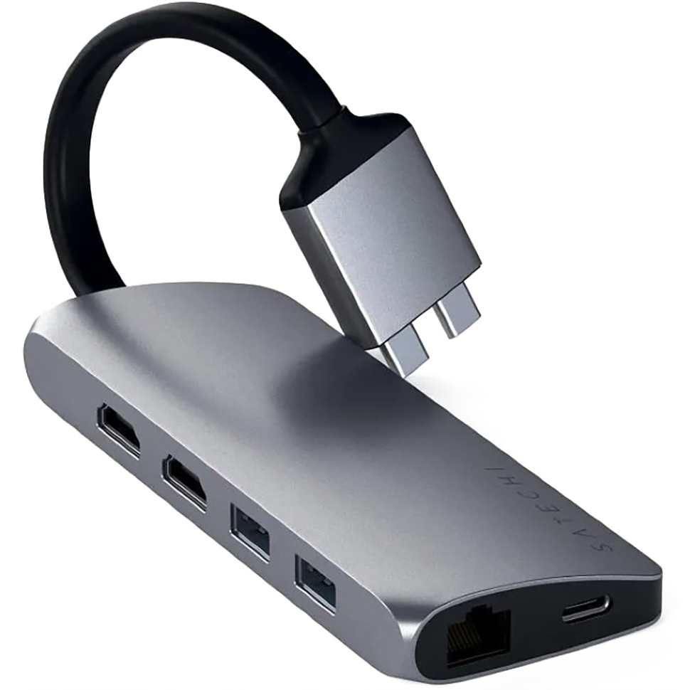 Хаб Satechi Type-C Dual Multimedia Adapter для Macbook Серый ST-TCDMMAM