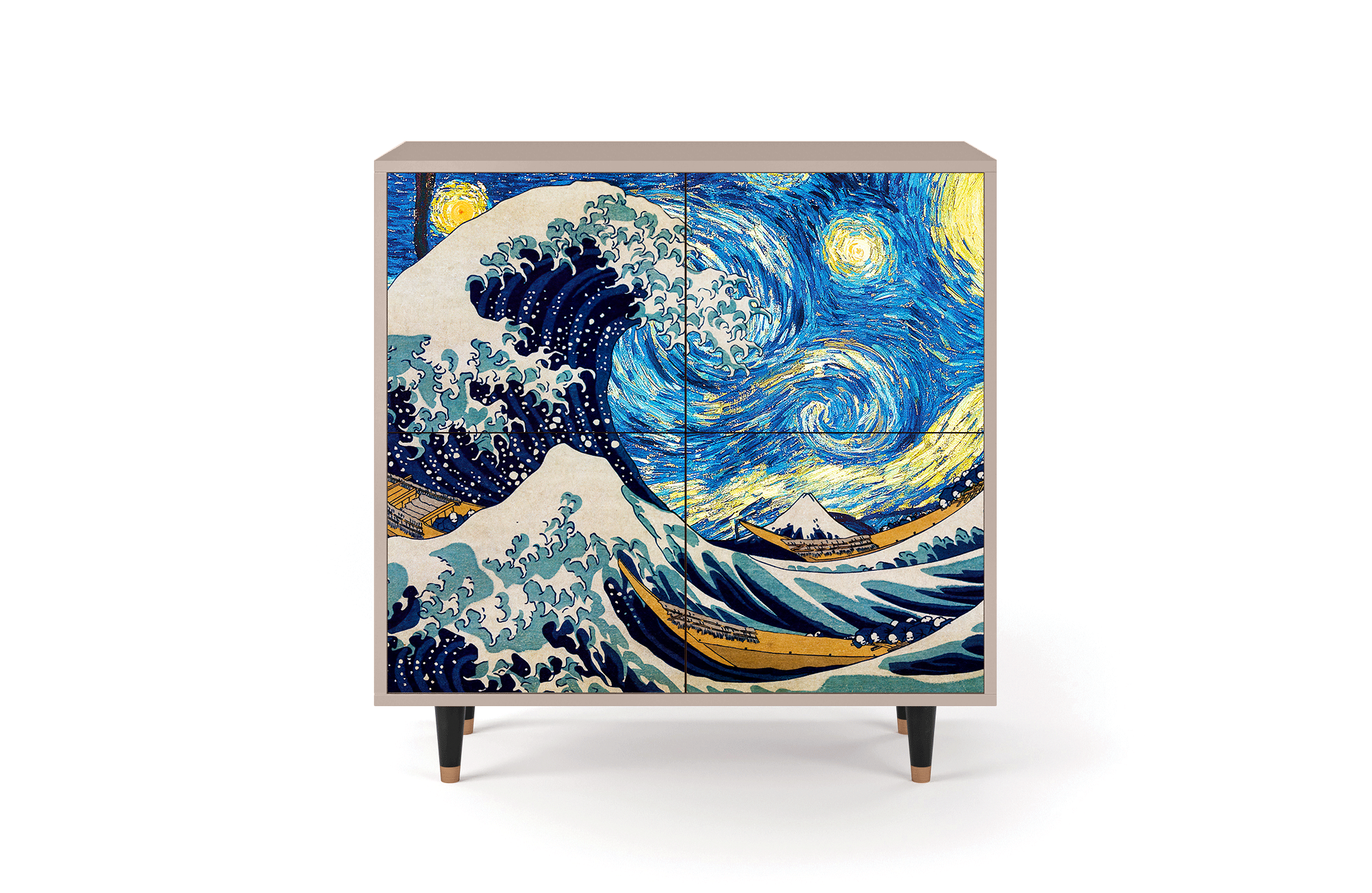 Комод - STORYZ - BS3 The Great Wave off Kanagawa by Hokusai, 94 x 96 x 48 см, Бежевый - фотография № 2
