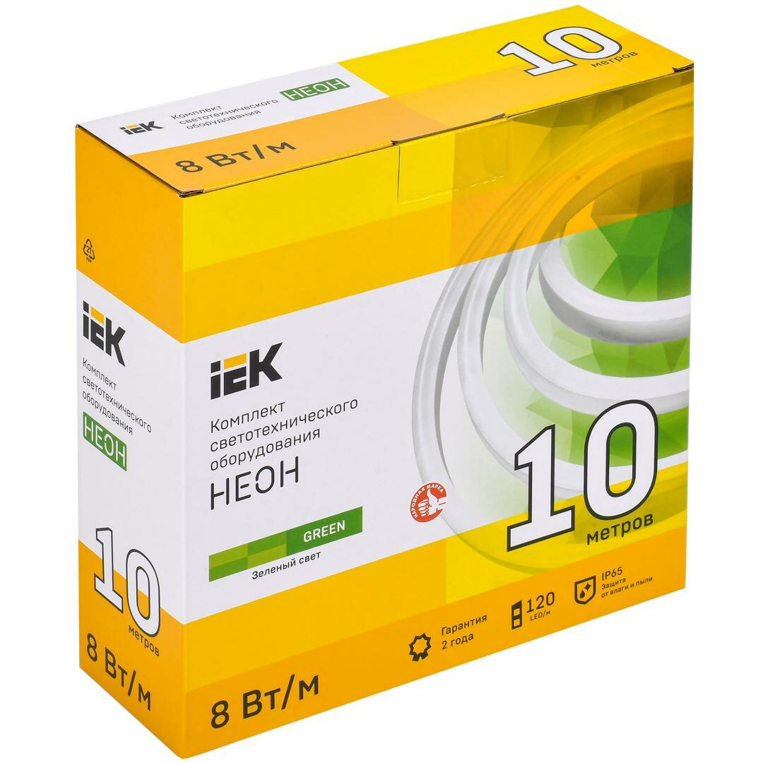 Комплект светодиодной ленты IEK Неон 2835G120 120 диод 8 Вт/м 220 В 80 мм IP65 10 м зеленый свет - фотография № 9
